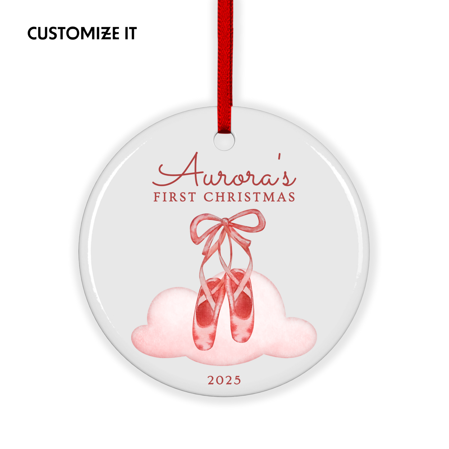 CUSTOM Baby's First Christmas Dreamy Ceramic Christmas Ornament