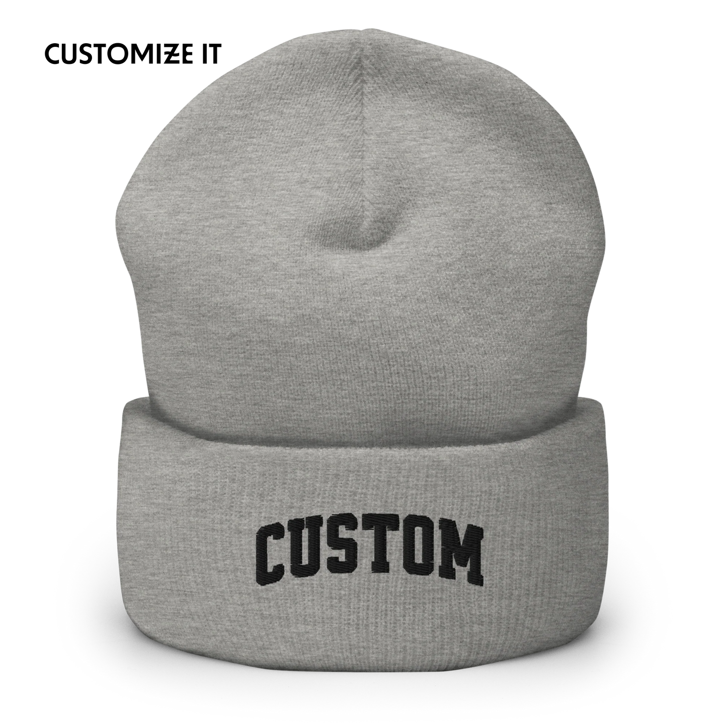 CUSTOM Text Varsity Embroidered Cuffed Beanie