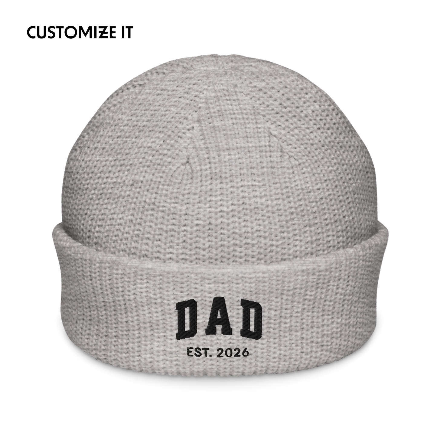 CUSTOM YEAR Dad to Be Embroidered Cable Beanie