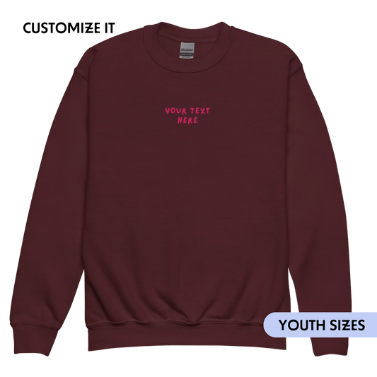 CUSTOM Your Text Playful Embroidered Sweatshirt - Youth/Kids