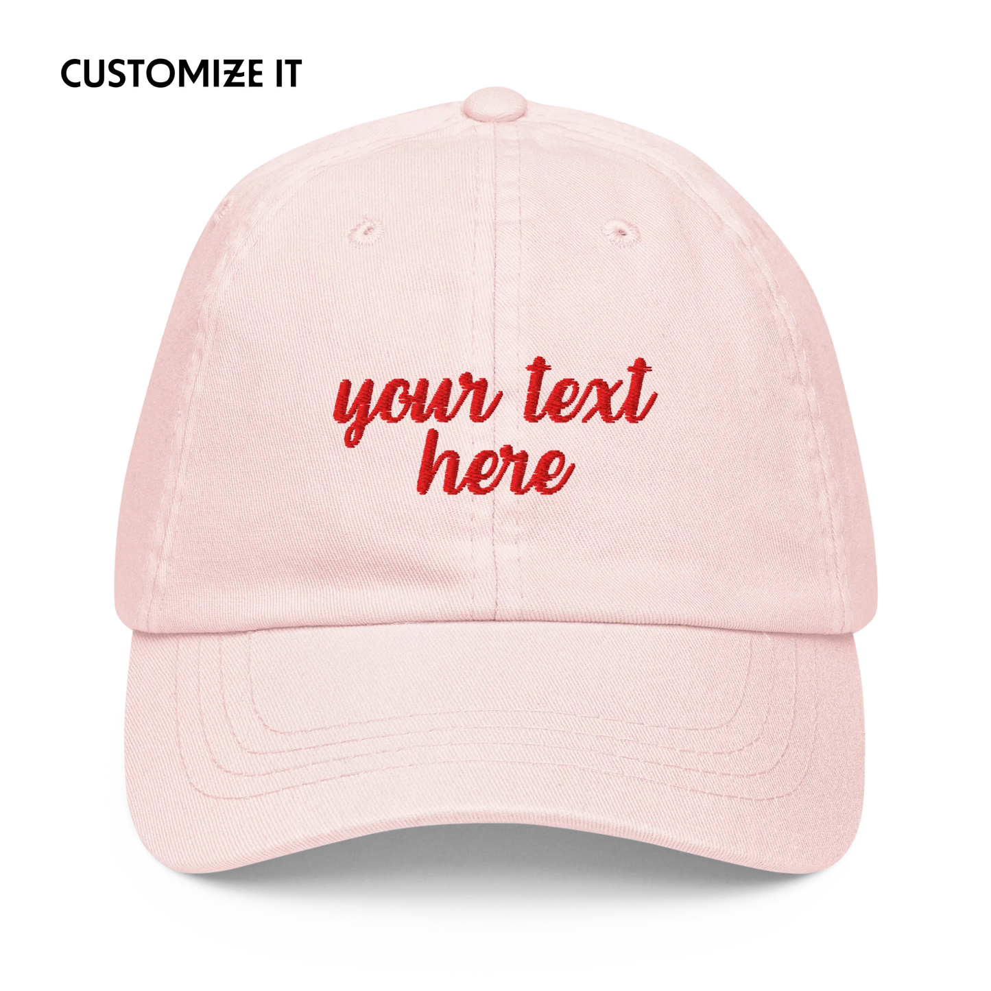 CUSTOM Your Text Cursive Embroidered Pastel Baseball Cap