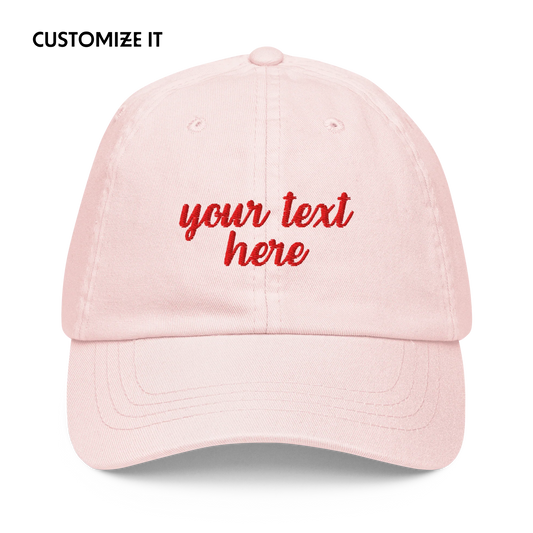 CUSTOM Your Text Cursive Embroidered Pastel Baseball Cap