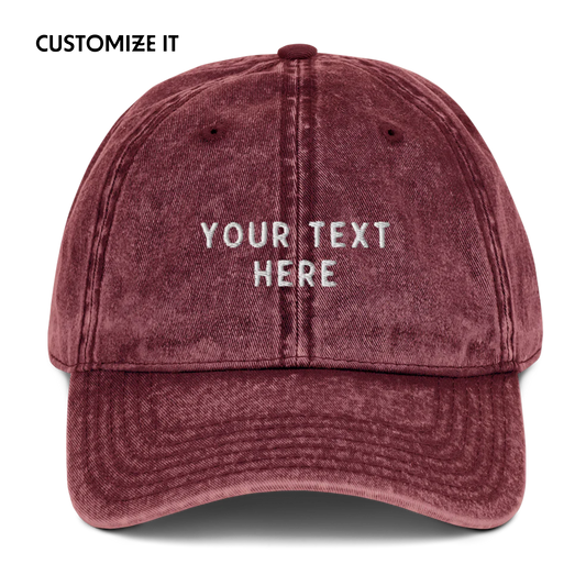 CUSTOM Your Text Embroidered Vintage Cap
