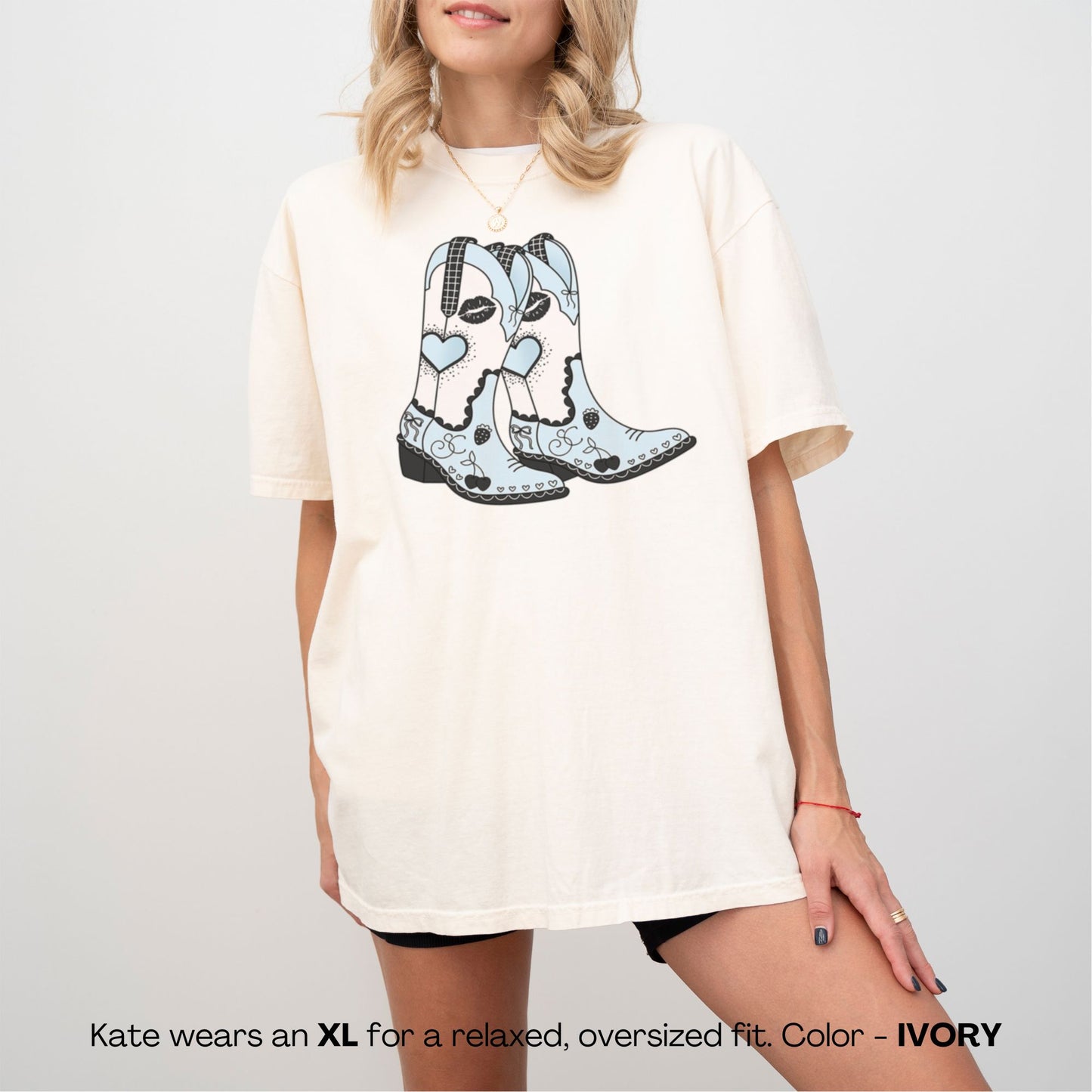 Sabrina Blue Cowgirl Boots Premium T-Shirt