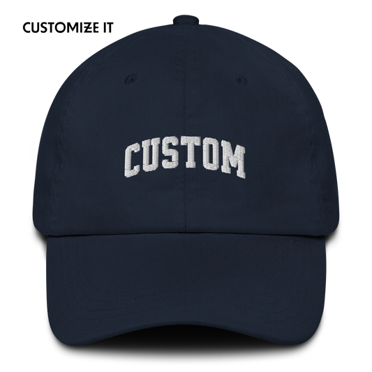 CUSTOM Your Text Varsity Font Embroidered Cap