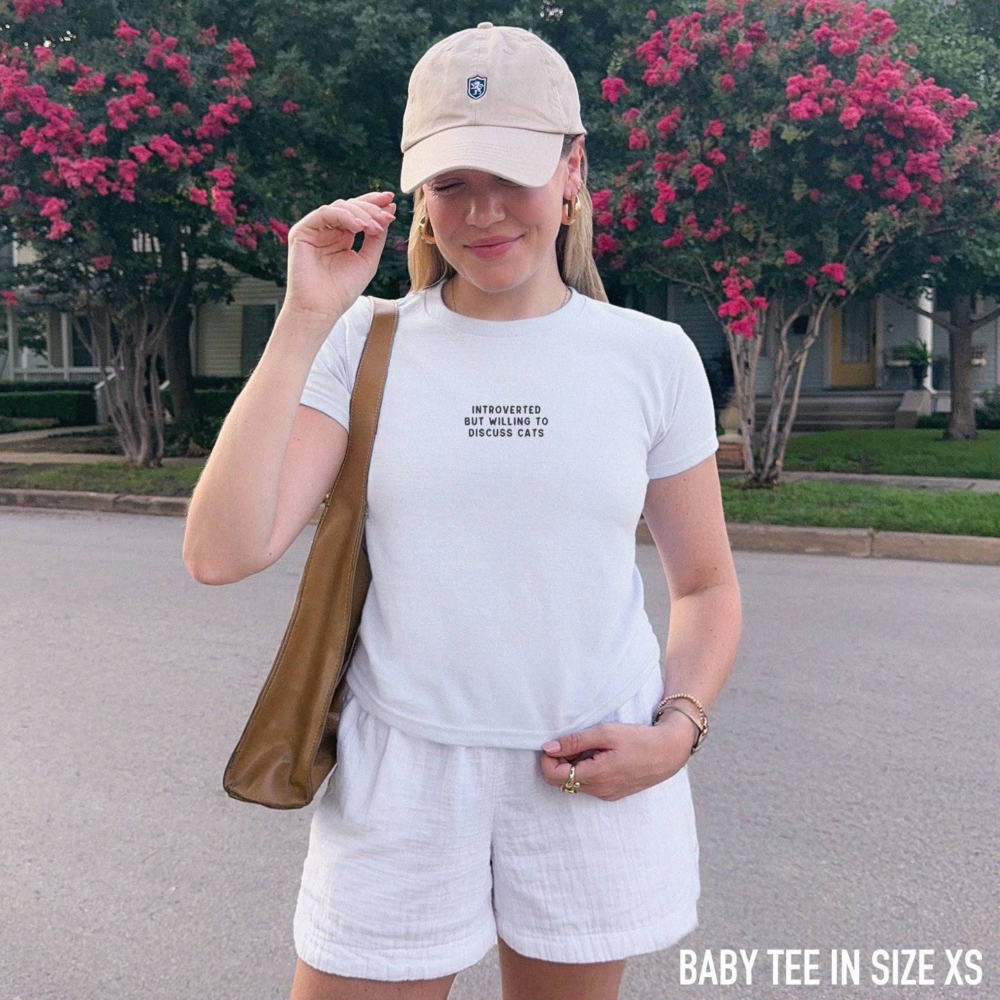 Introverted But Willing To Discuss Cats Embroidered Baby Tee