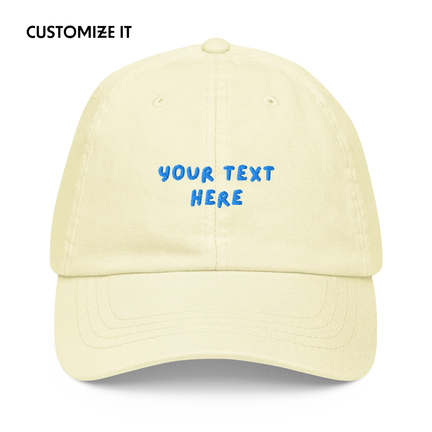 CUSTOM Your Text Playful Embroidered Pastel Baseball Cap