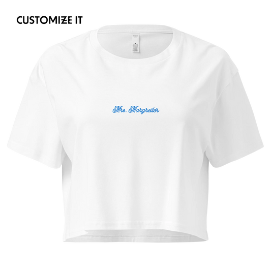 CUSTOM Mrs. Surname Bride Embroidered Crop Tee