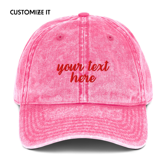 CUSTOM Your Text Cursive Embroidered Vintage Cap