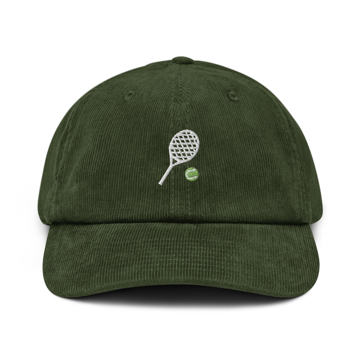Tennis Racquet Embroidered Corduroy Hat