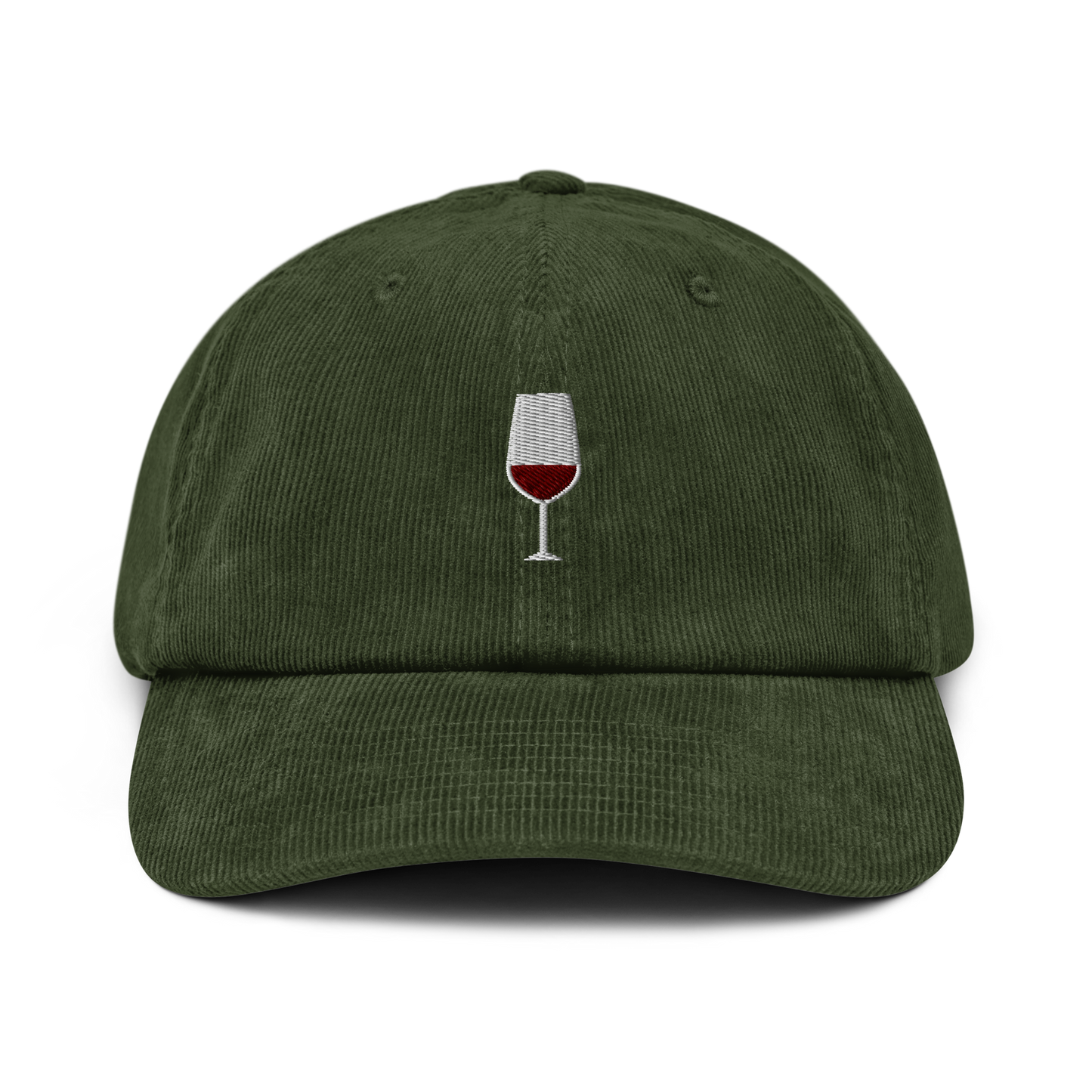 Red Wine Embroidered Corduroy Hat