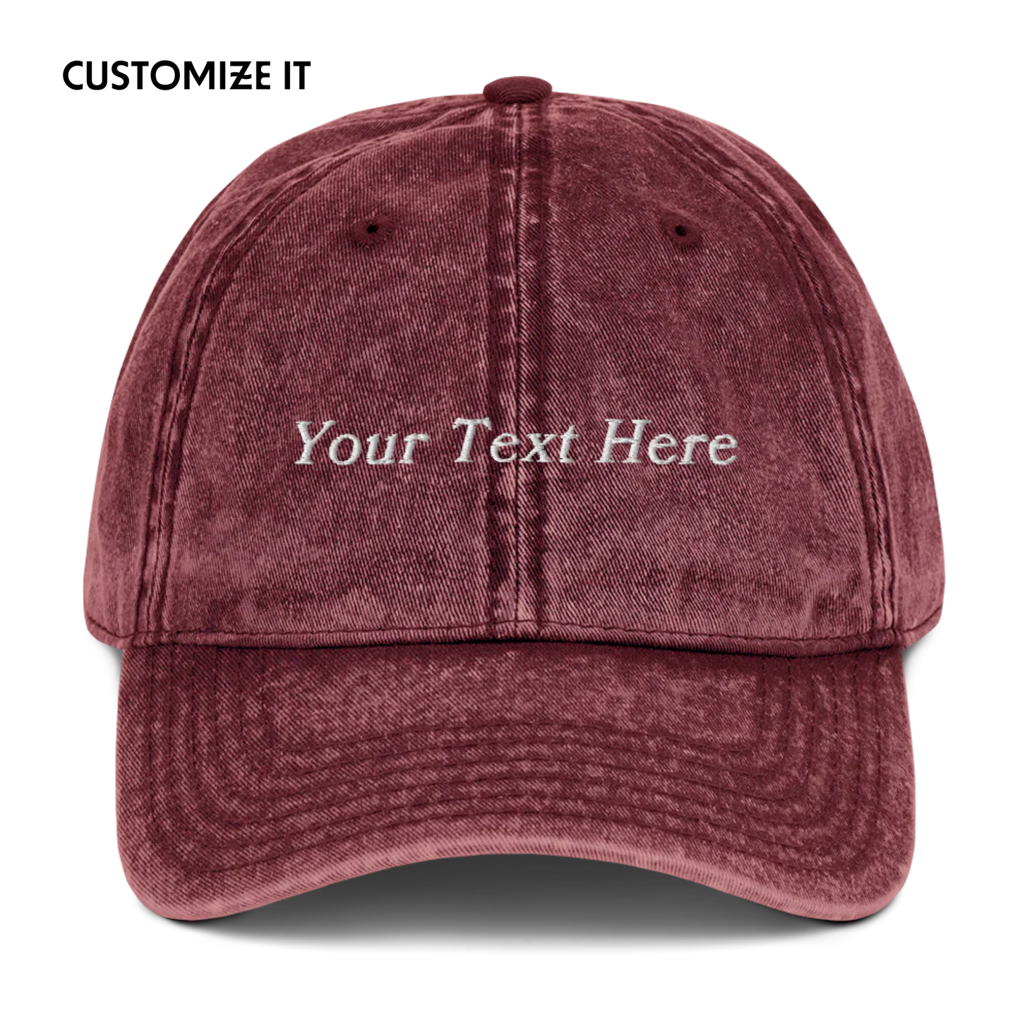 CUSTOM Your Text Embroidered Vintage Cap