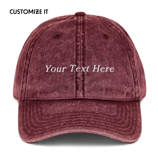 CUSTOM Your Text Embroidered Vintage Cap
