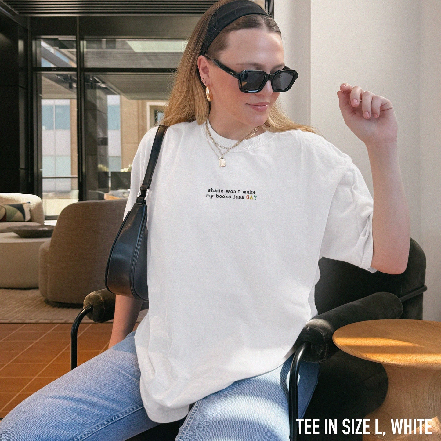 Shade Won't Make My Books Less Gay Embroidered Classic T-Shirt