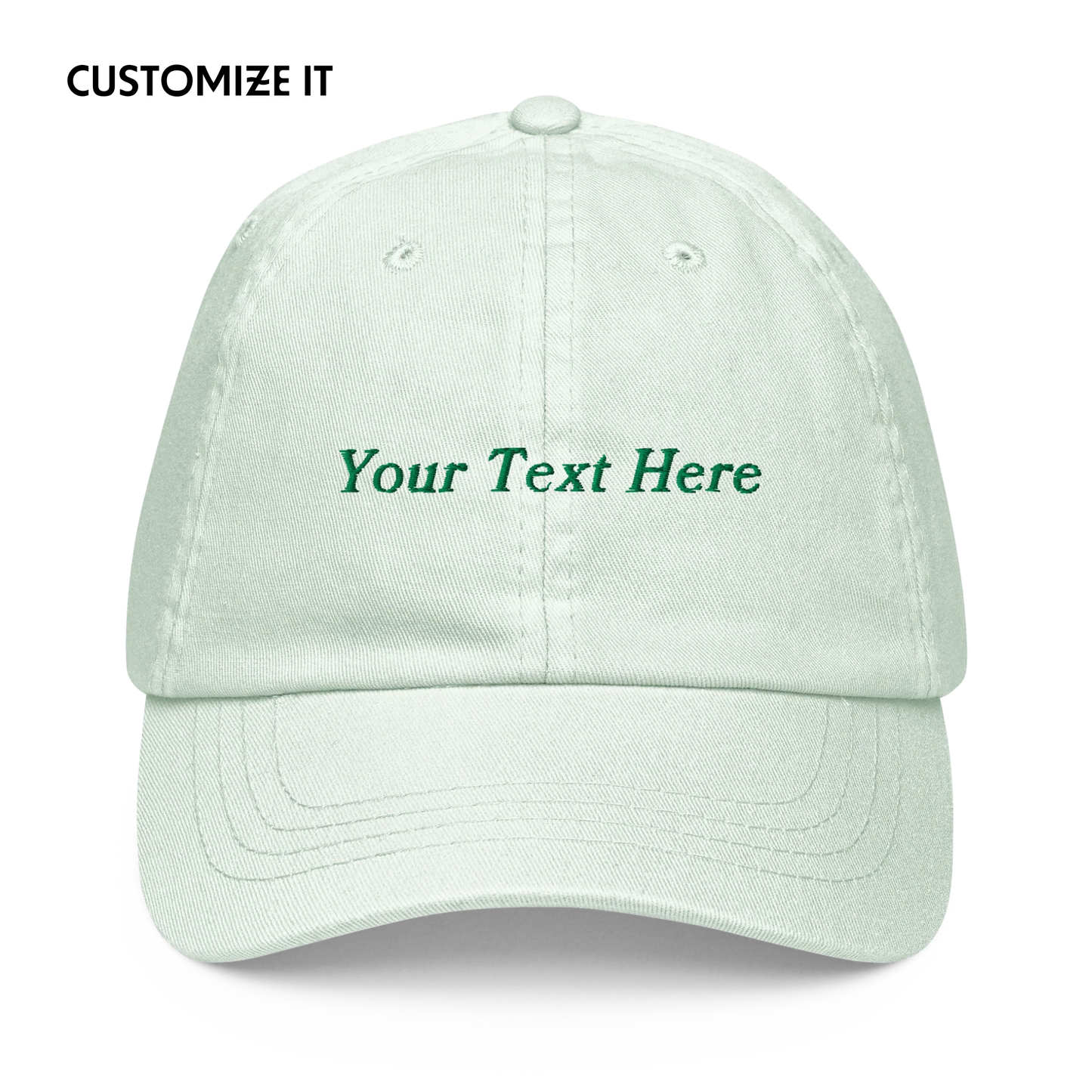 CUSTOM Your Text Embroidered Pastel Baseball Cap