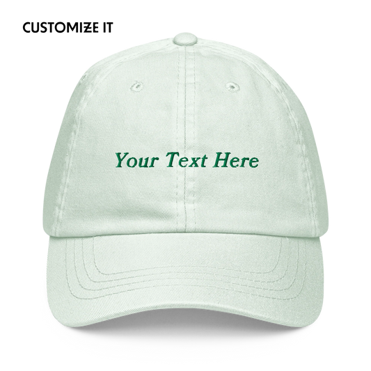 CUSTOM Your Text Embroidered Pastel Baseball Cap