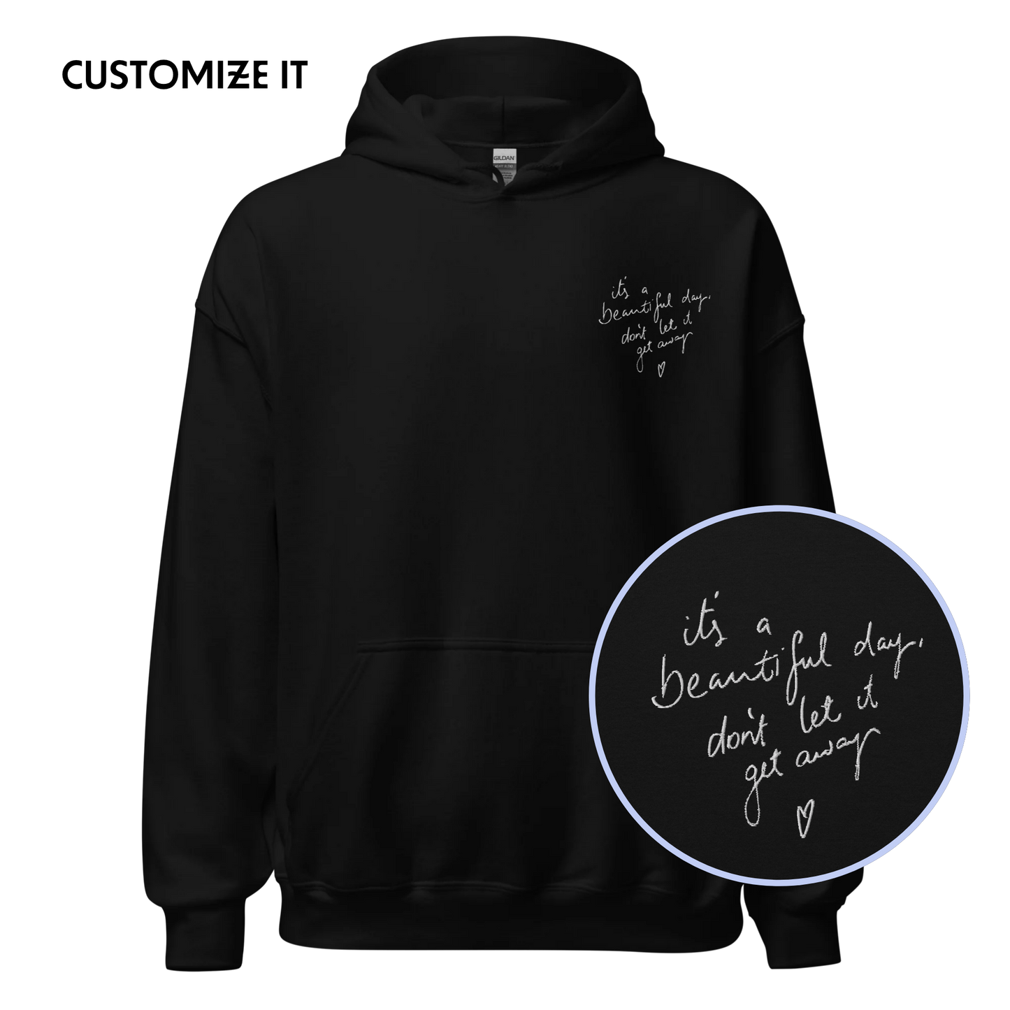 CUSTOM Your Handwriting Note Embroidered Hoodie