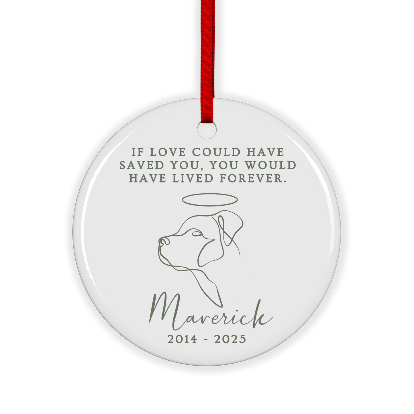CUSTOM Dog Pet Memorial Ceramic Christmas Ornament