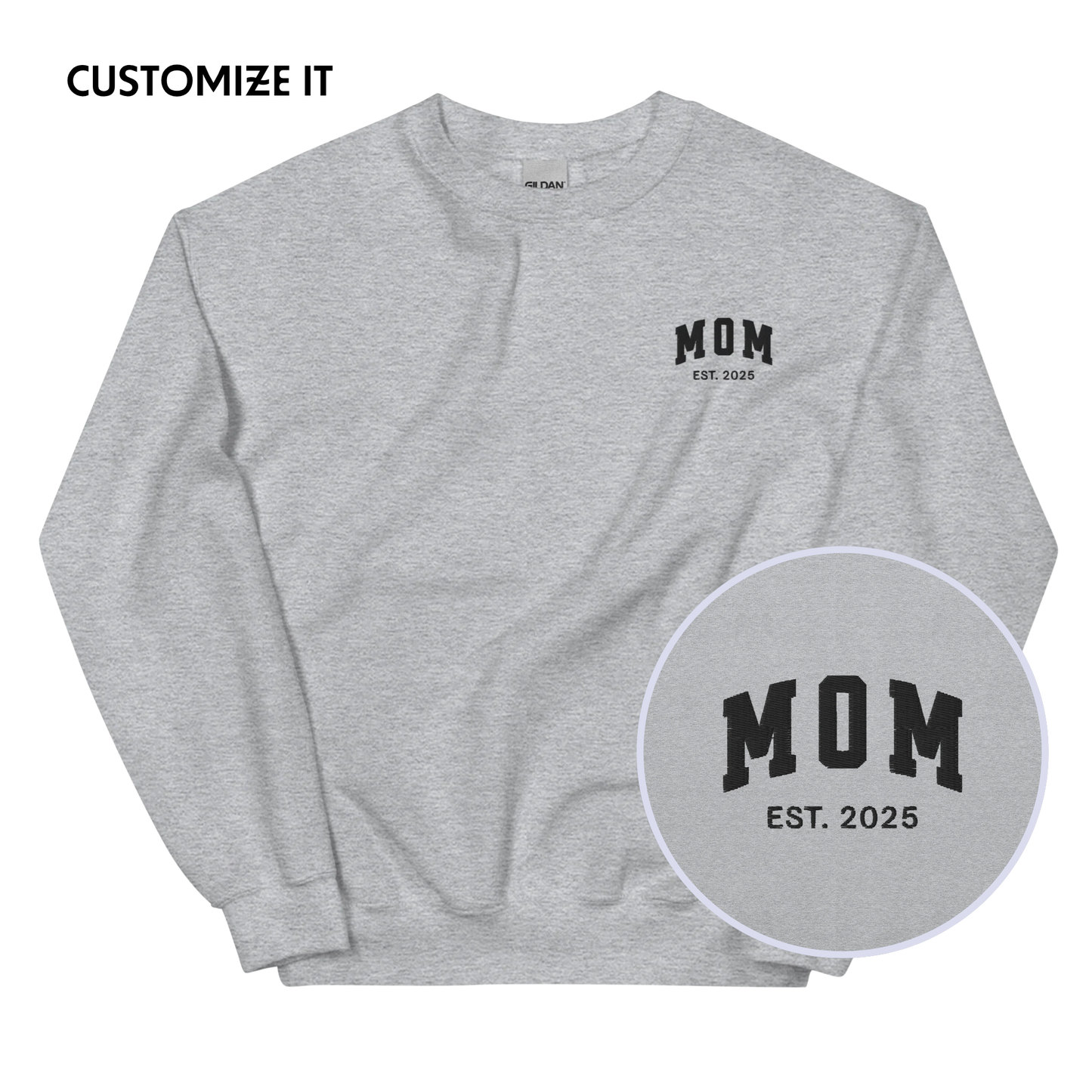 CUSTOM YEAR Mom Embroidered Sweatshirt