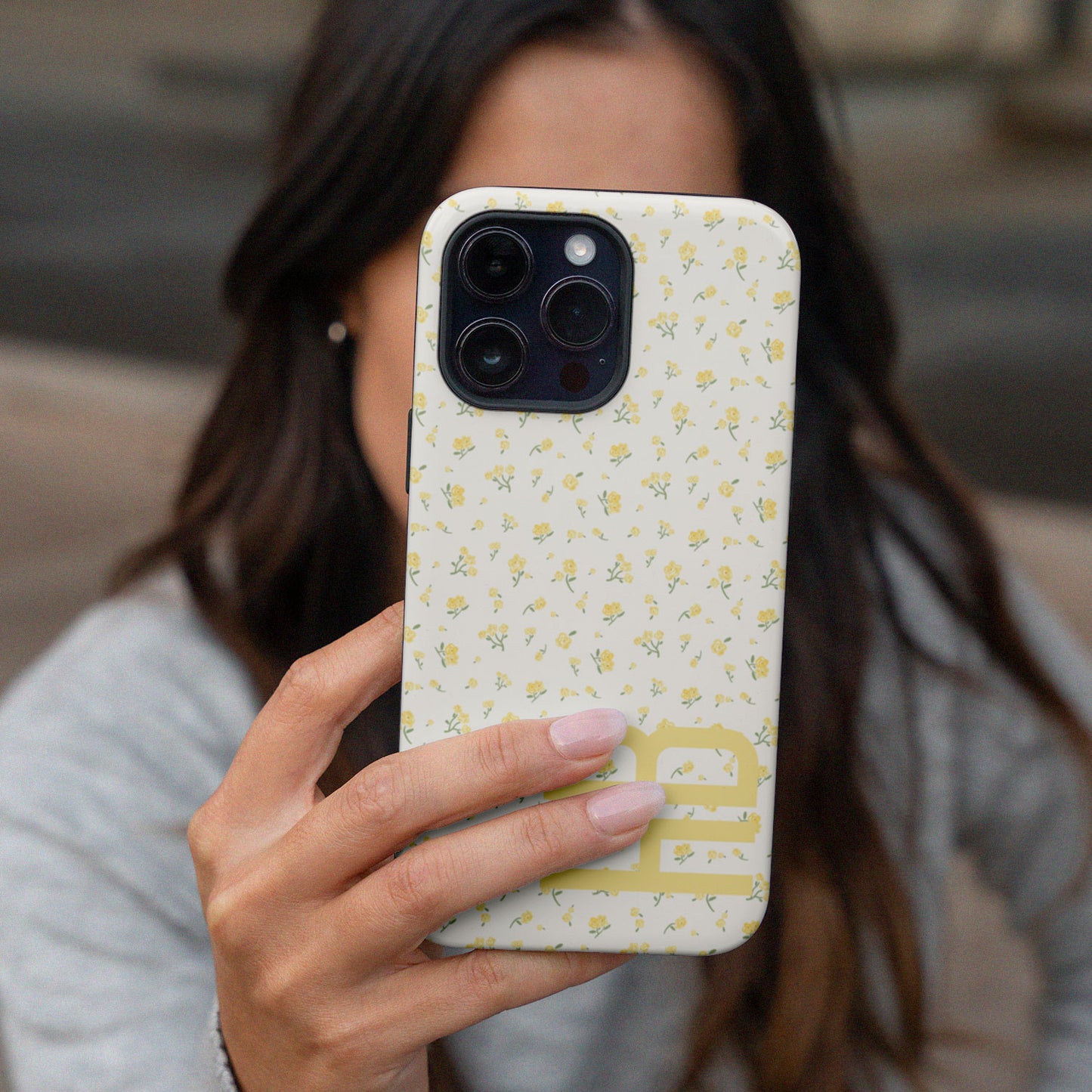 CUSTOM INITIALS Tiny Bloom Yellow Aesthetic iPhone Case