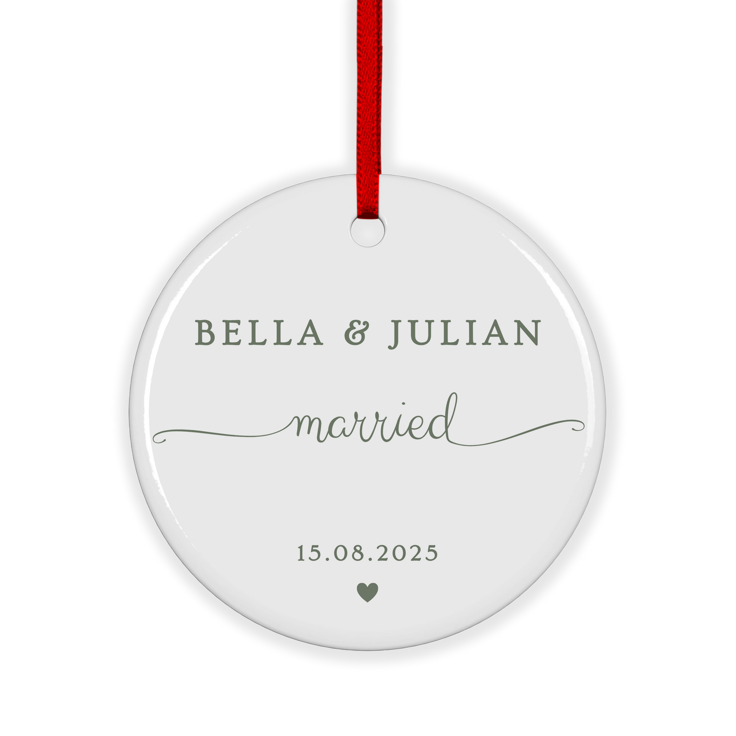 CUSTOM Wedding Date Ceramic Christmas Ornament