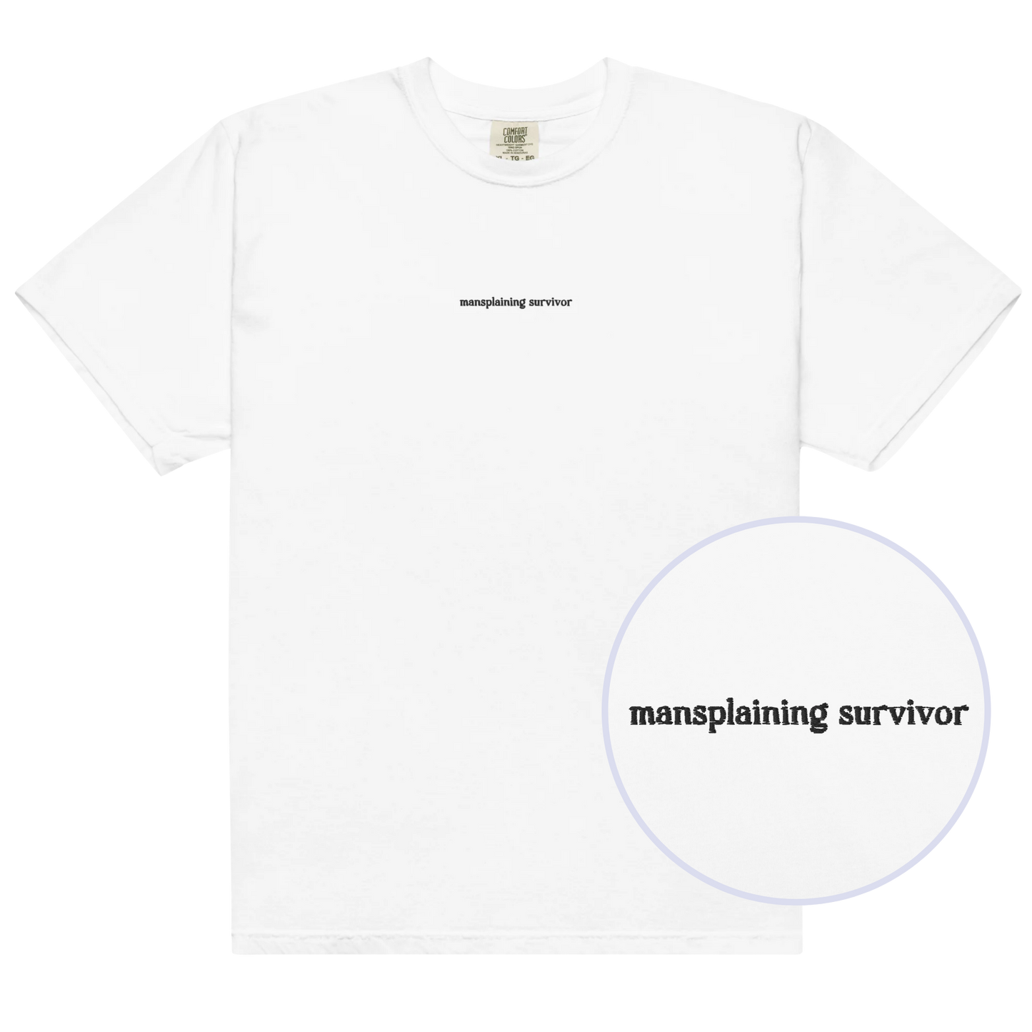Mansplaining Survivor Embroidered Premium T-Shirt
