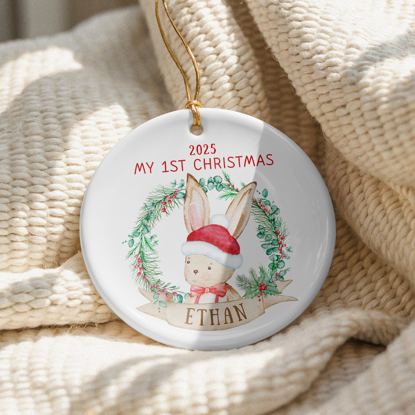 CUSTOM My First Christmas Ceramic Christmas Ornament