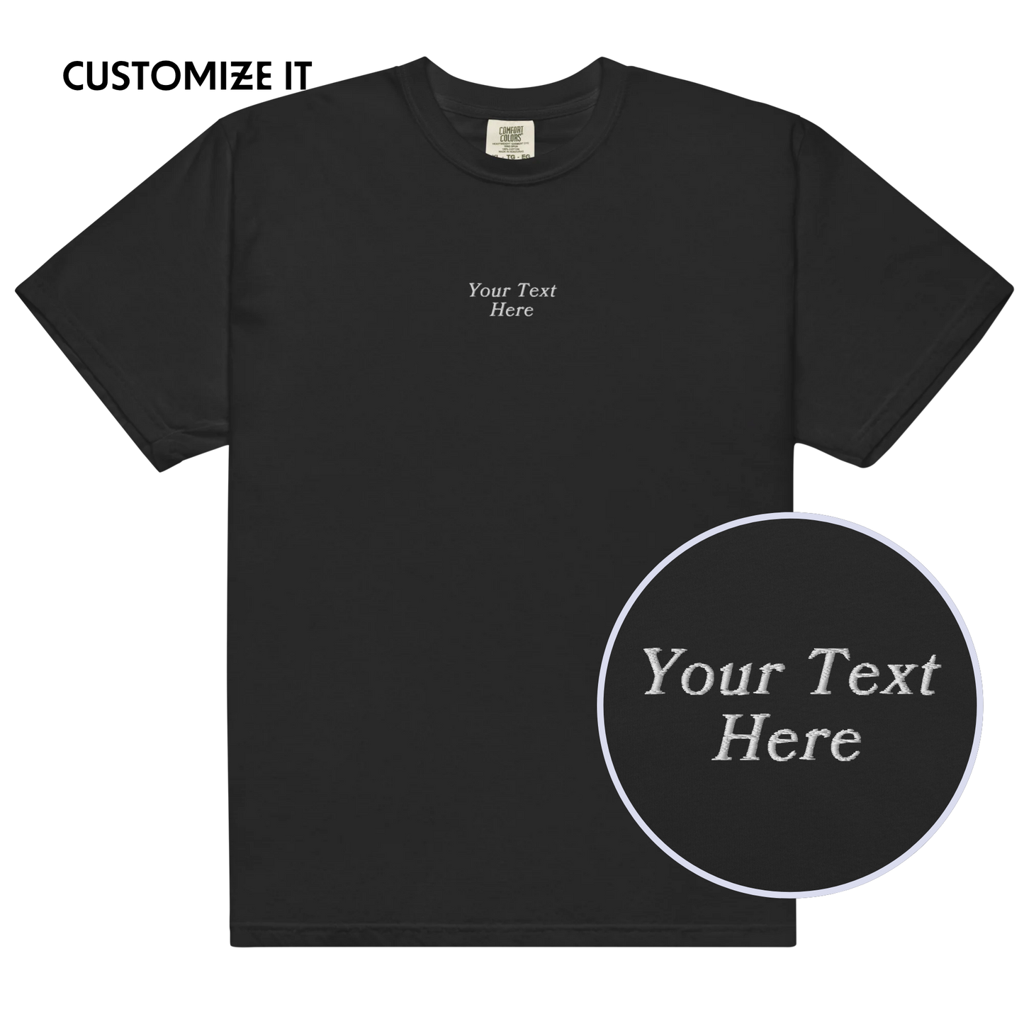 CUSTOM Your Text Serifed Embroidered Classic T-Shirt