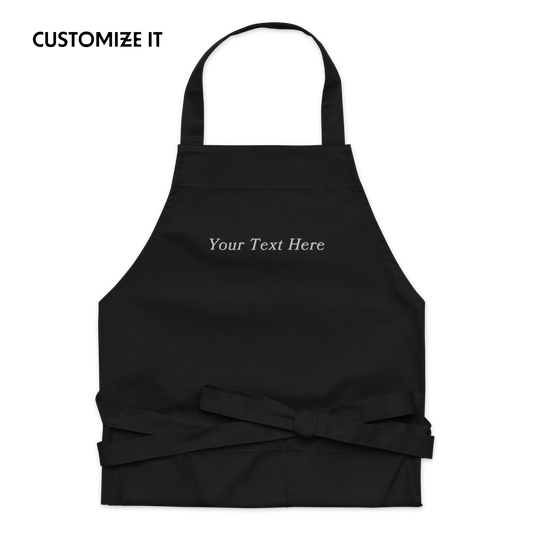 CUSTOM Your Text Embroidered Organic Cotton Apron