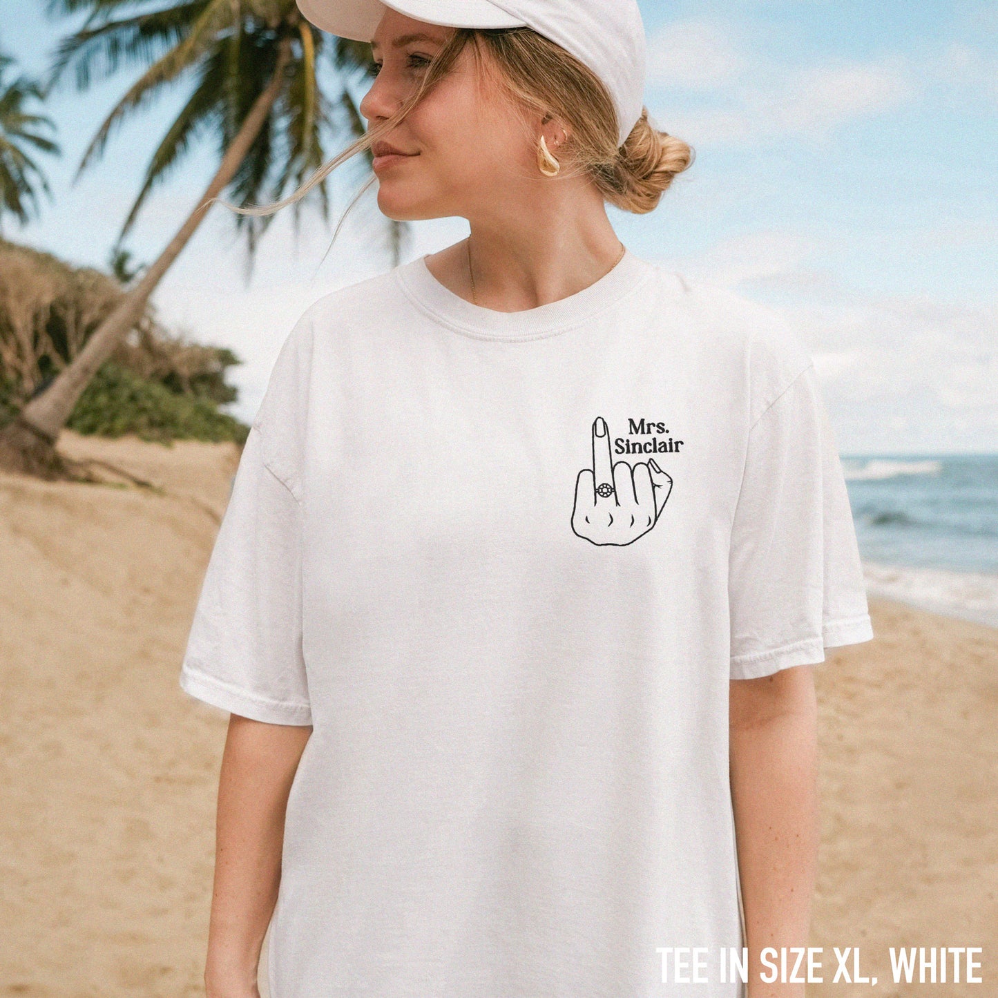 CUSTOM Bride Surname Newlywed Embroidered Premium T-Shirt