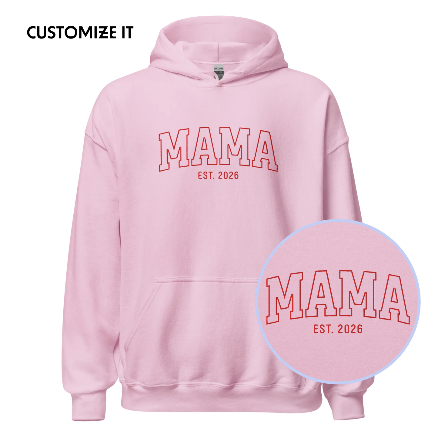 CUSTOM YEAR Mama Varsity Embroidered Hoodie