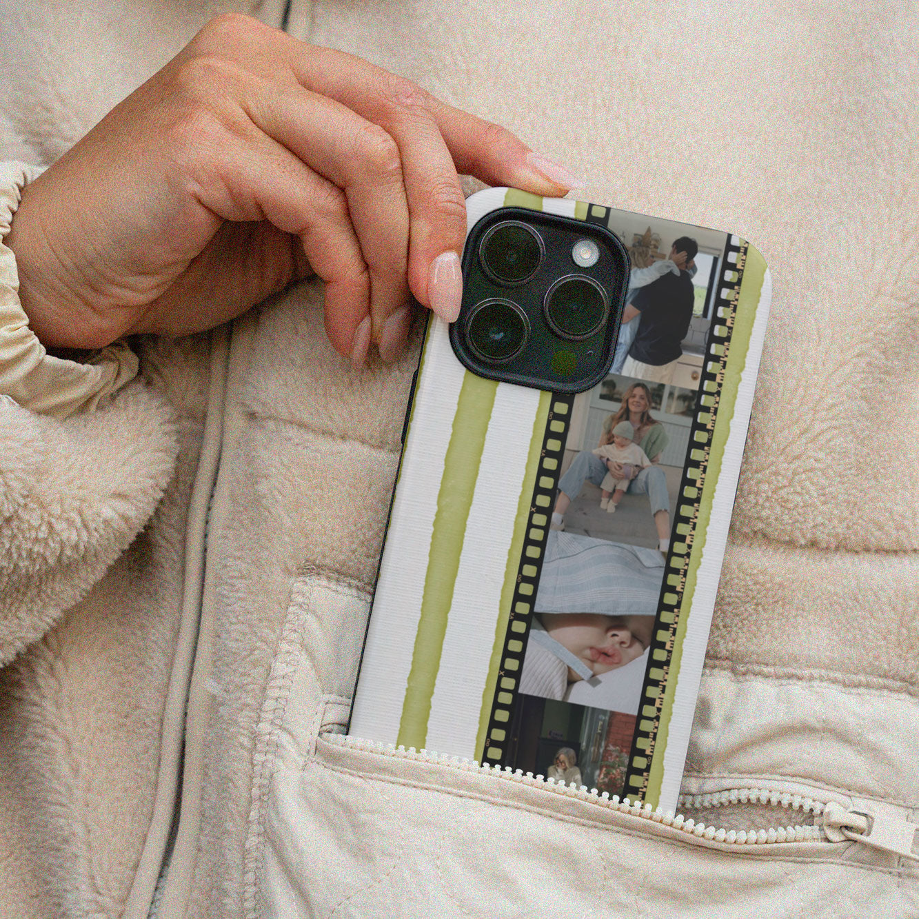 CUSTOM PHOTO Stripe Swipe Aesthetic iPhone Case