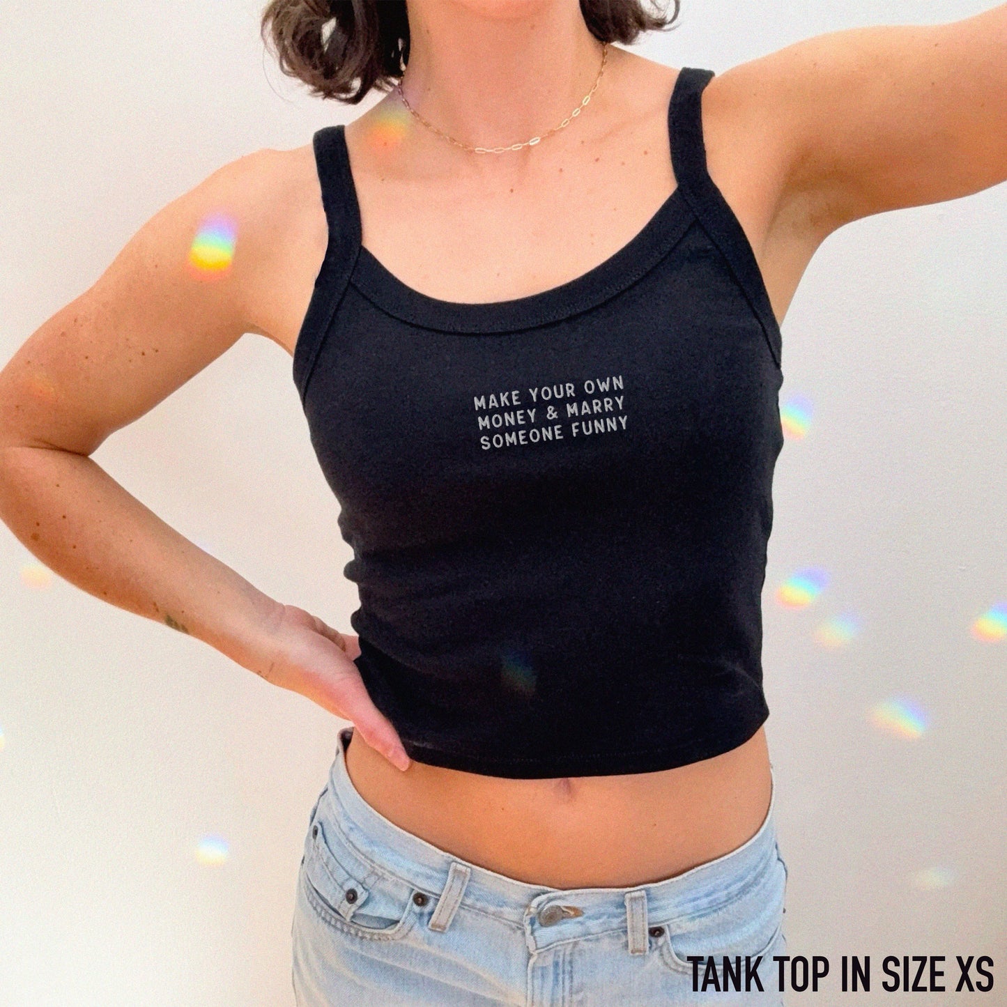Make Your Own Money Marry Someone Funny Rib Embroidered Tank Top