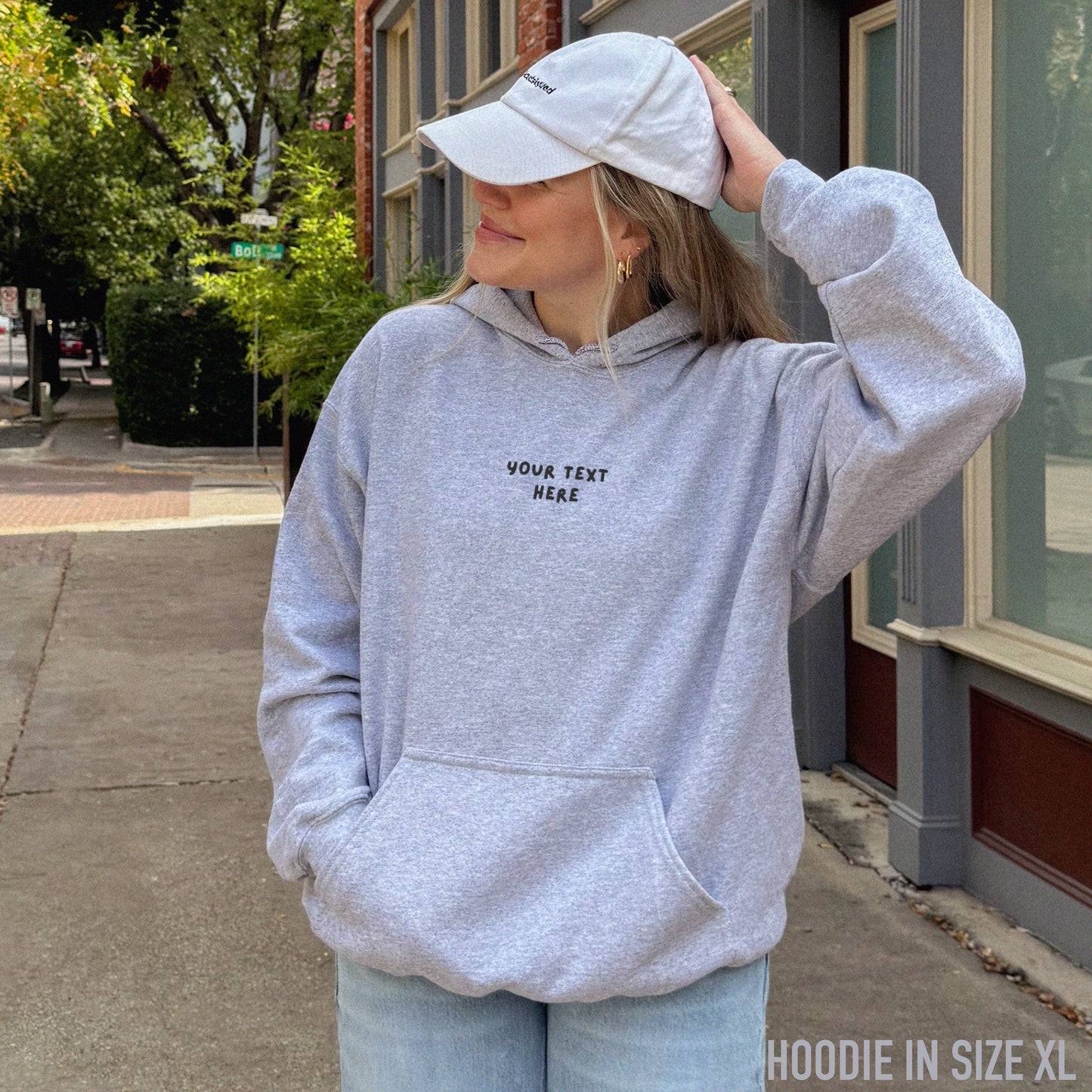CUSTOM Your Text Playful Embroidered Hoodie