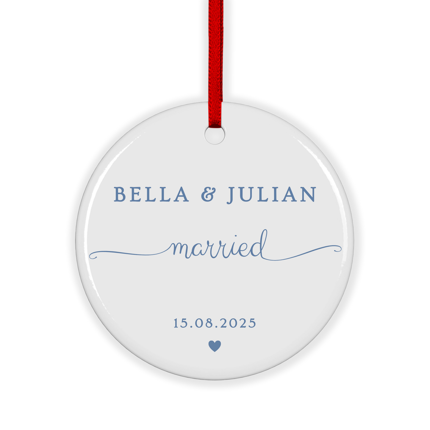 CUSTOM Wedding Date Ceramic Christmas Ornament