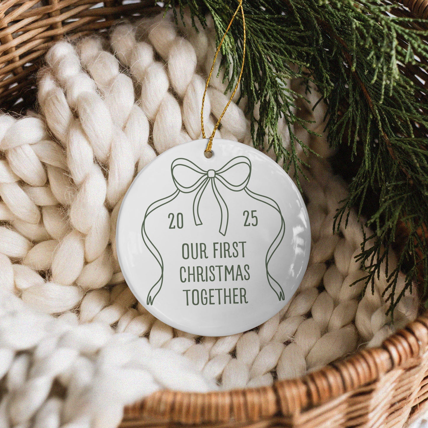 CUSTOM Our First Christmas Together Ceramic Christmas Ornament