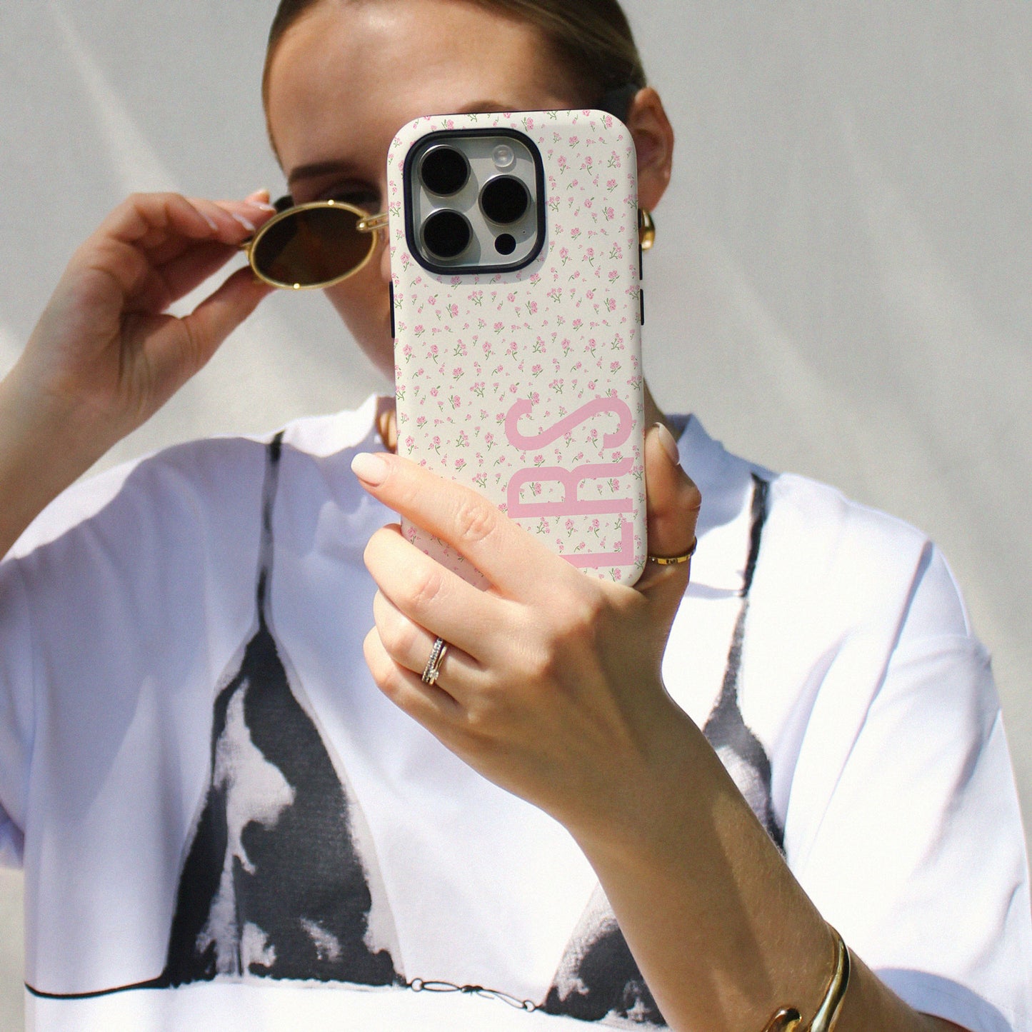 CUSTOM INITIALS Tiny Bloom Blue Aesthetic iPhone Case