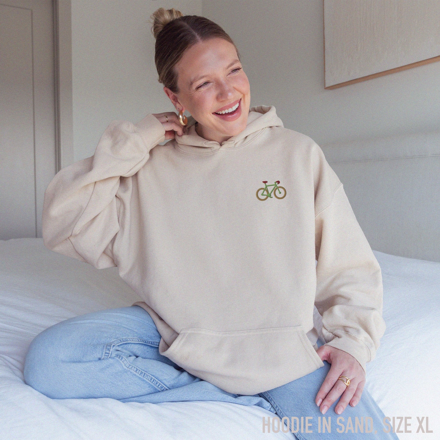 Bicycle Cyclist Embroidered Hoodie