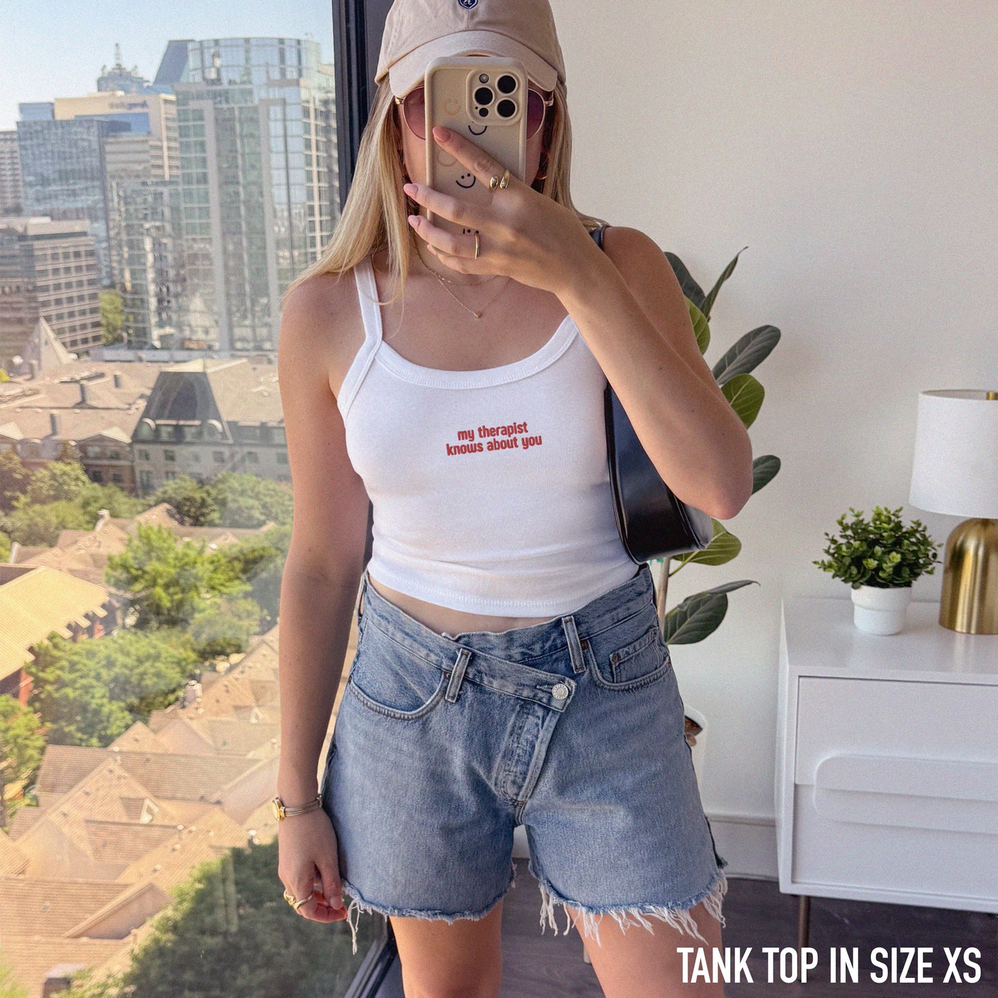 My Therapist Knows About You Rib Embroidered Tank Top