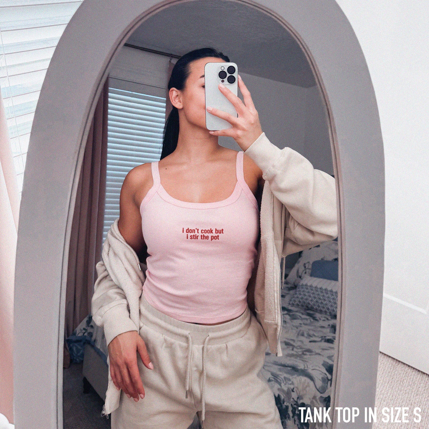 I Don't Cook but I Stir the Pot Rib Embroidered Tank Top