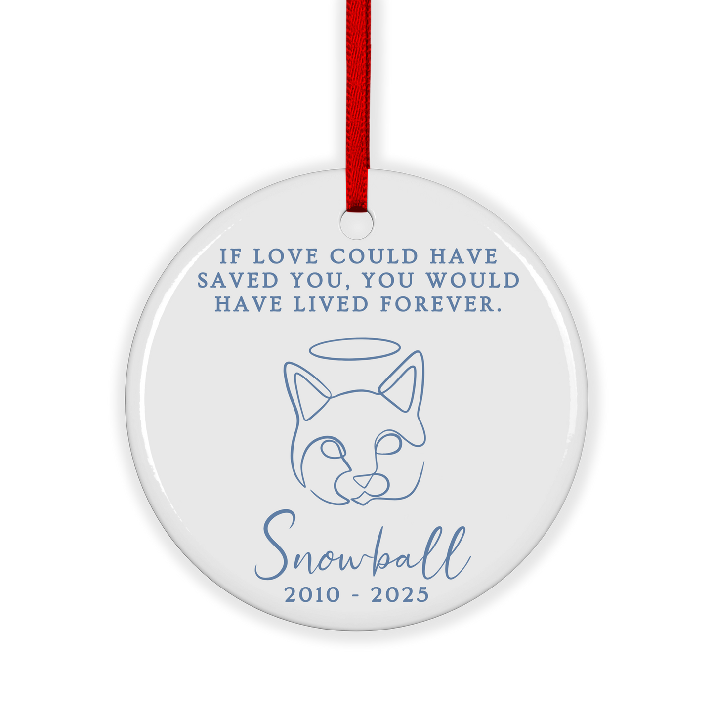 CUSTOM Cat Pet Memorial Ceramic Christmas Ornament