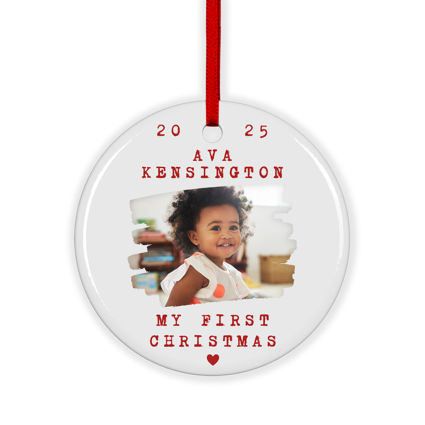 CUSTOM PHOTO My First Christmas Ceramic Ornament