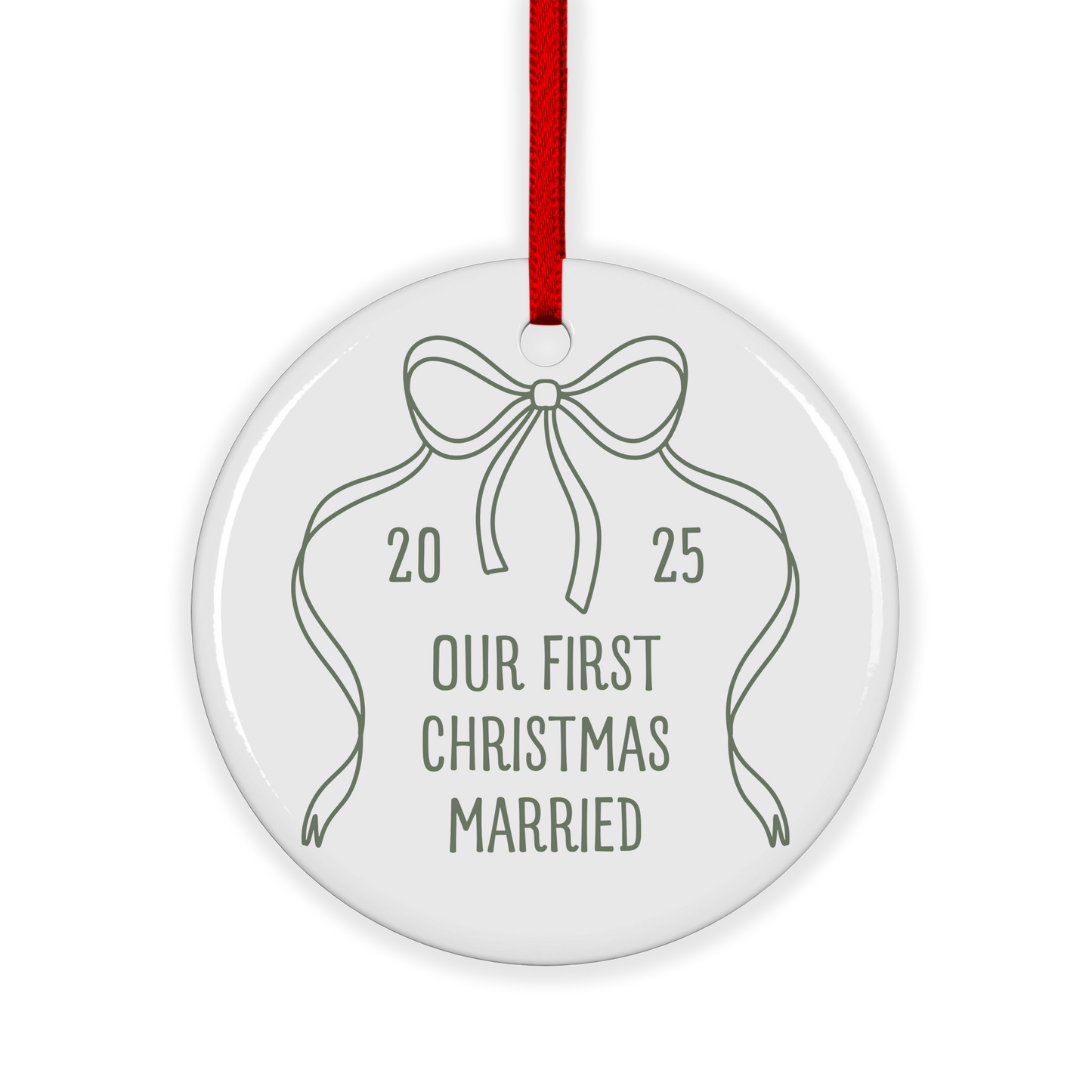 CUSTOM First Christmas Married Ceramic Christmas Ornament