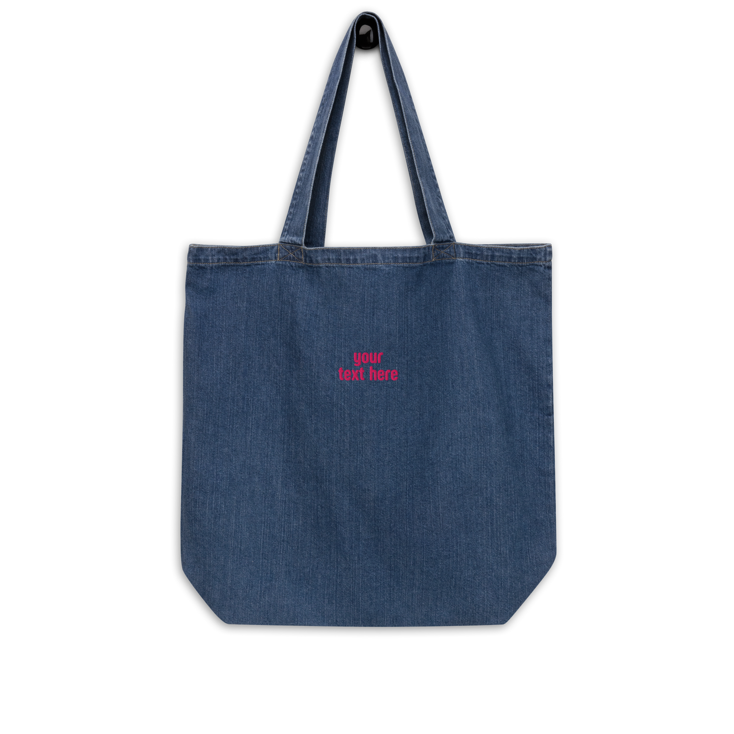 CUSTOM Your Text Blocky Embroidered Organic Denim Tote Bag