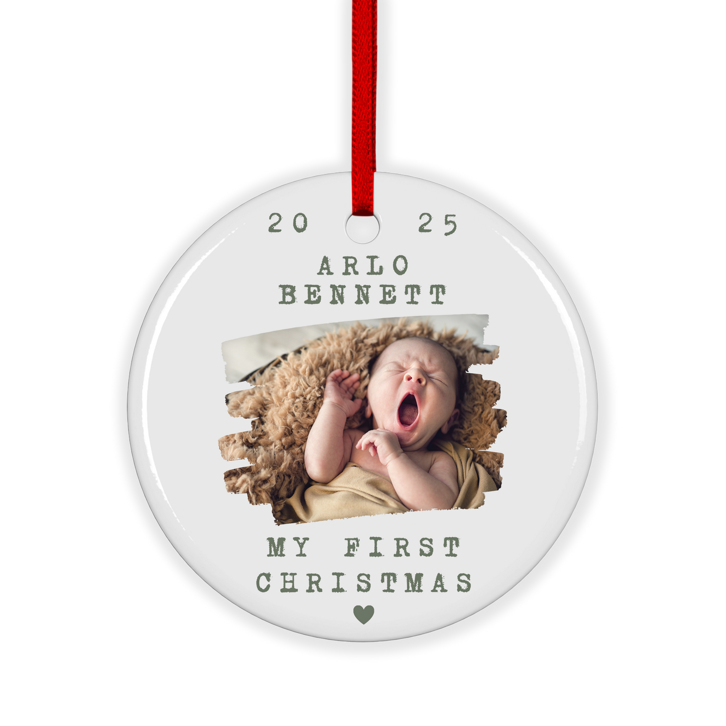 CUSTOM PHOTO My First Christmas Ceramic Ornament