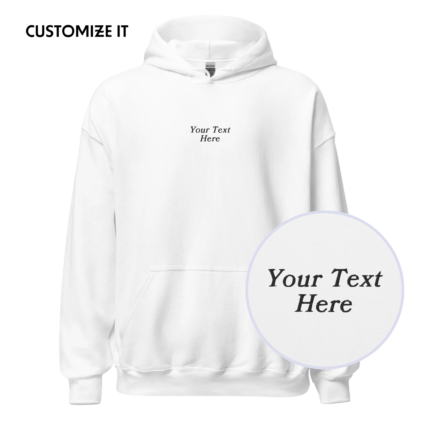 CUSTOM Your Text Serifed Embroidered Hoodie