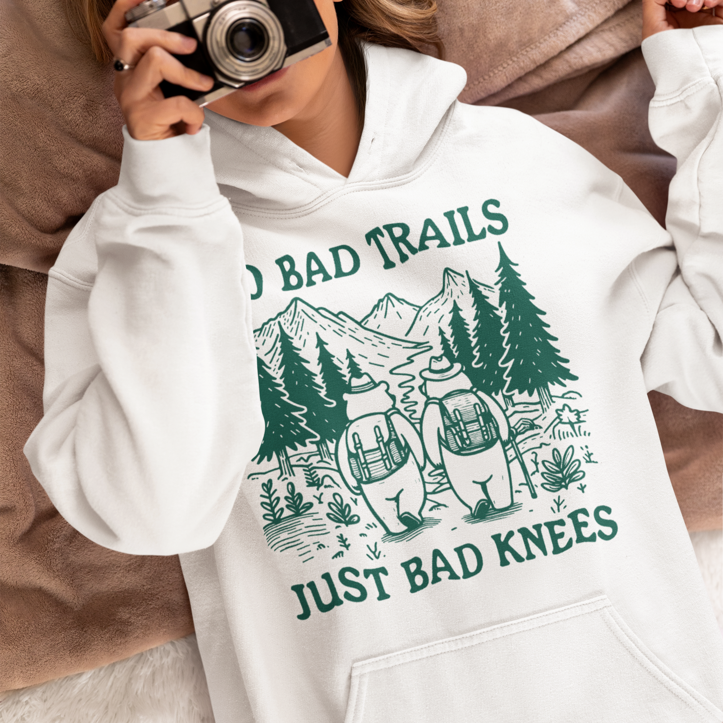 No Bad Trails Just Bad Knees Hiking Hoodie