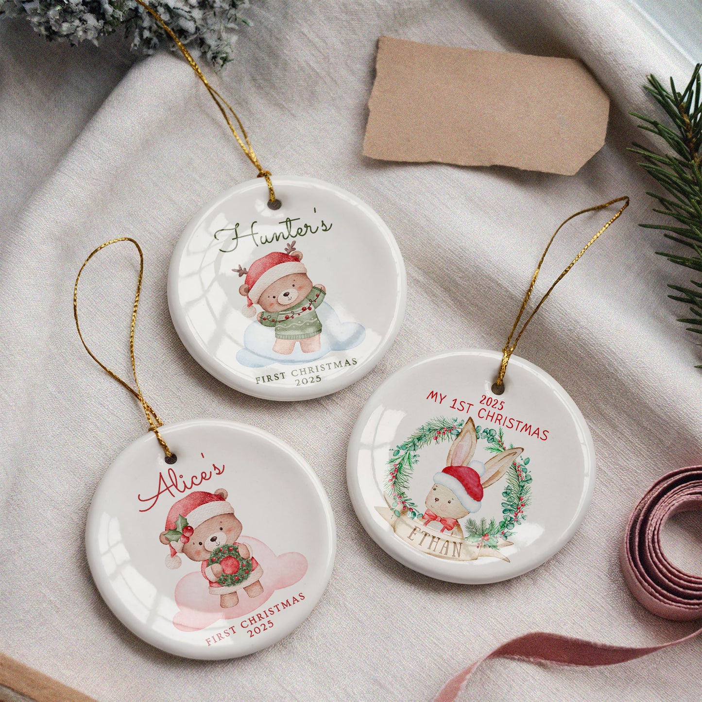 CUSTOM My First Christmas Ceramic Christmas Ornament