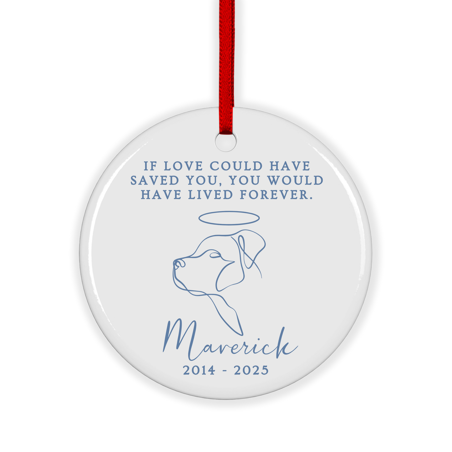 CUSTOM Dog Pet Memorial Ceramic Christmas Ornament