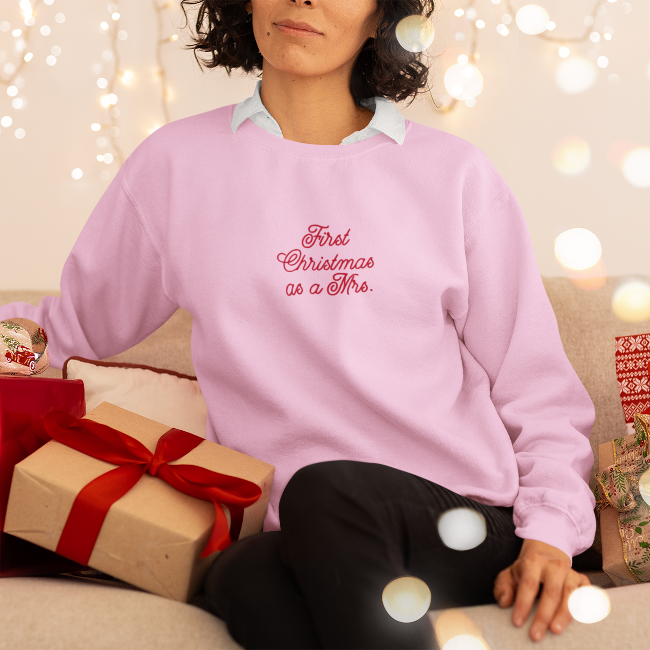 First Christmas as a Mrs. Embroidered Sweatshirt